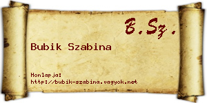 Bubik Szabina névjegykártya
